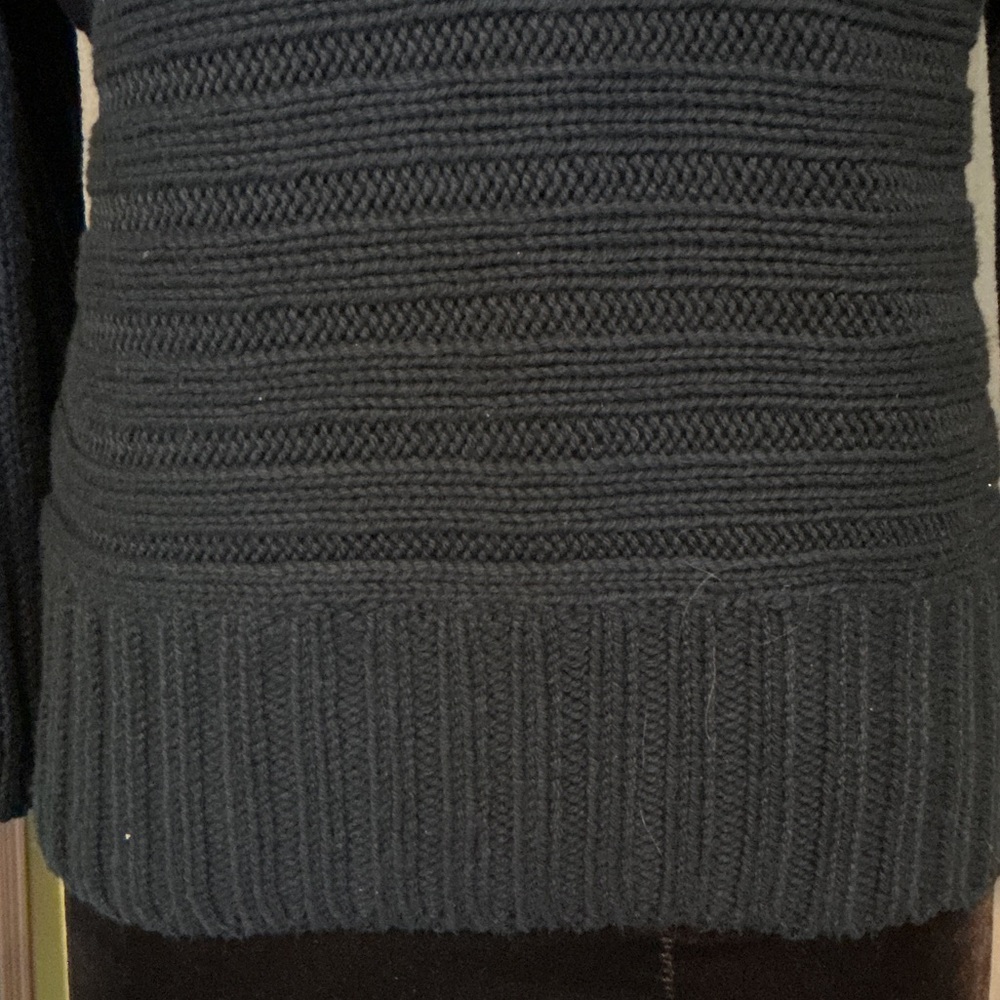 Anthropologie Black Crochet-Sleeve Boatneck Sweater - Picture 3 of 5
